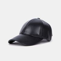Leather Metallic Logo Baseball Cap