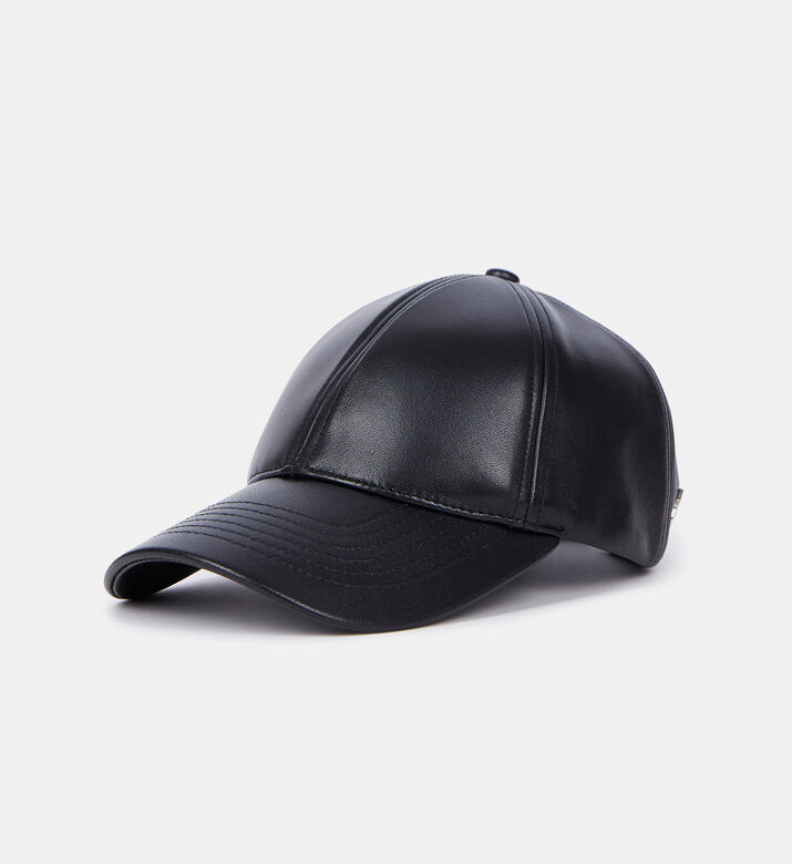 Leather Metallic Logo Baseball Cap