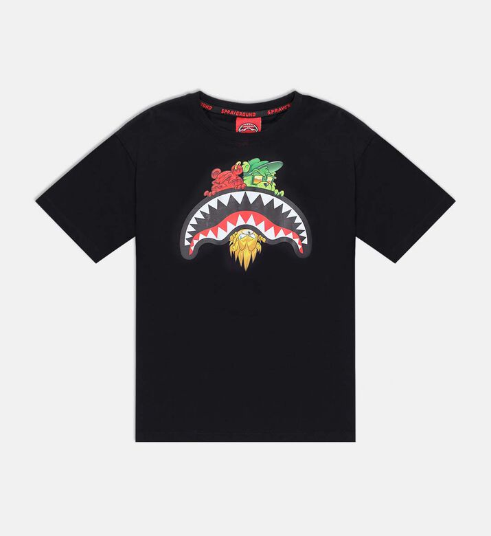 Sprayground Sharks-in-paris Characters Sneaking T-shirt, Black, 8y, Packshot View