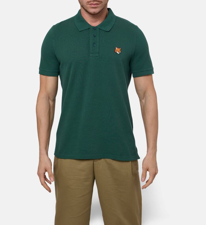 Maison Kitsune Embroidered Patch Polo Shirt, Green, S, Model View