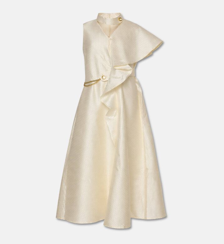 Poca and Poca Jacquard Sleeveless Asymmetric Midi Dress, Packshot View