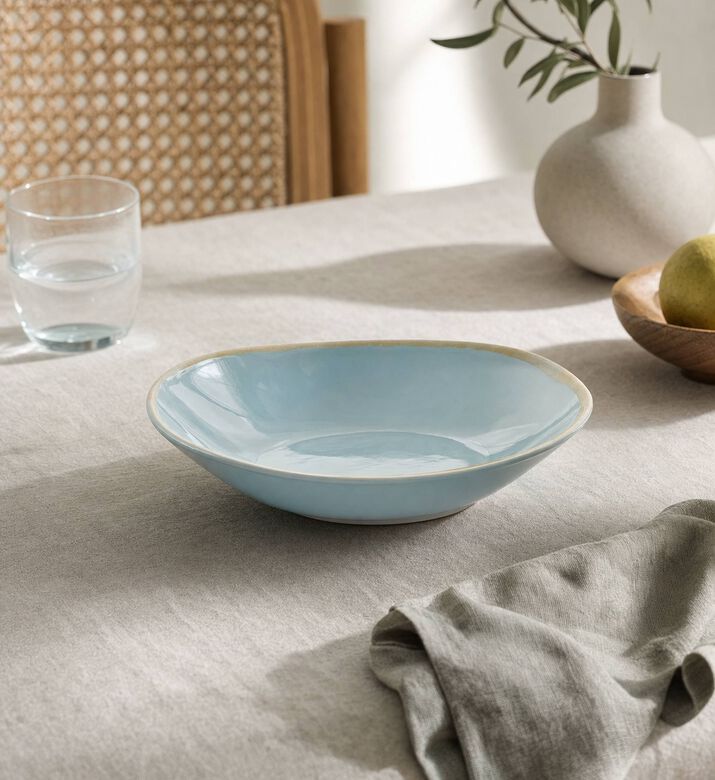 Mixcer Maison Blue Porcelain Soup Plate, Model View