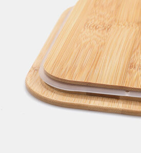 Home Deco and More Glass Rectangle Bamboo Lid Container, Transparent, 19.8x14.8-cm, Packshot View