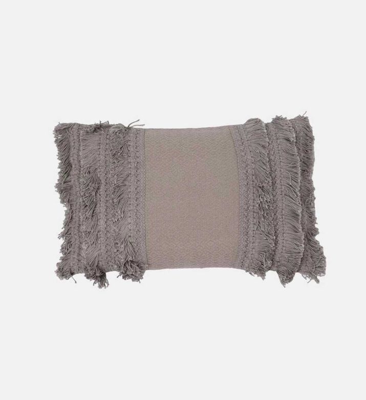 Home Deco and More Swan Fringe Applique Filled And Vaccumed Cushion, Grey, Packshot View