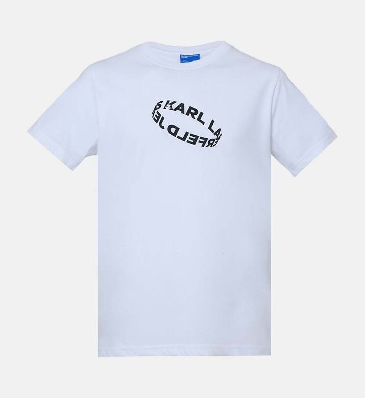 تيشيرت قصير الأكمام بياقة دائرية وقصة عادية وشعار صدر فني