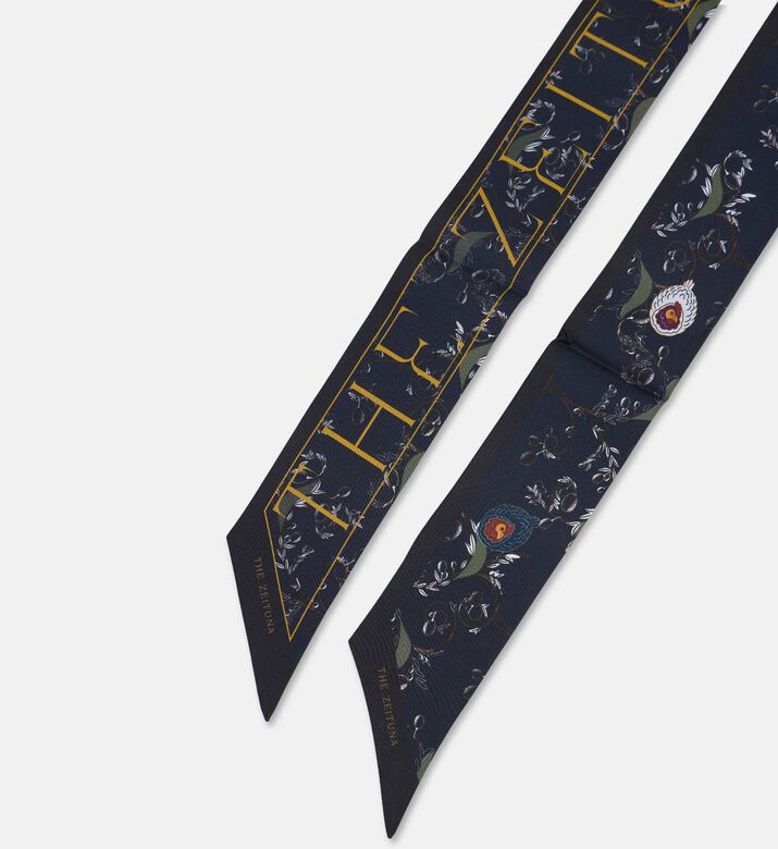 The Zeituna The Nest Gold Silk Logo-detail Rectangular Scarf, Packshot View