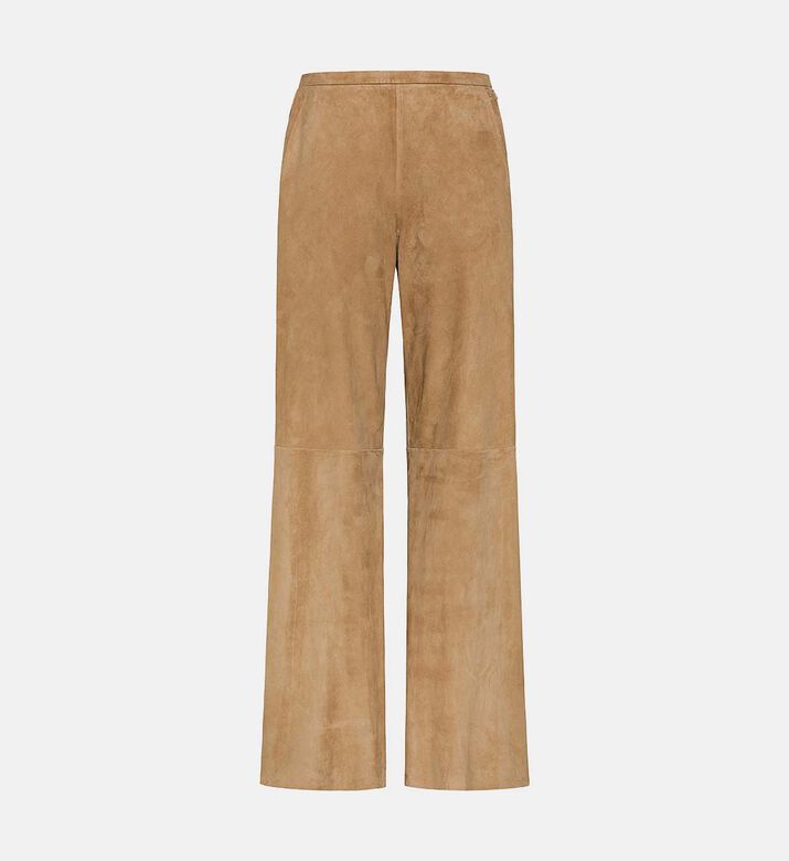 Suede Leather Wide-leg Pants