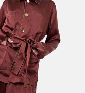 Forte-Forte Satin Pinstriped Pajama Jacket, Model View