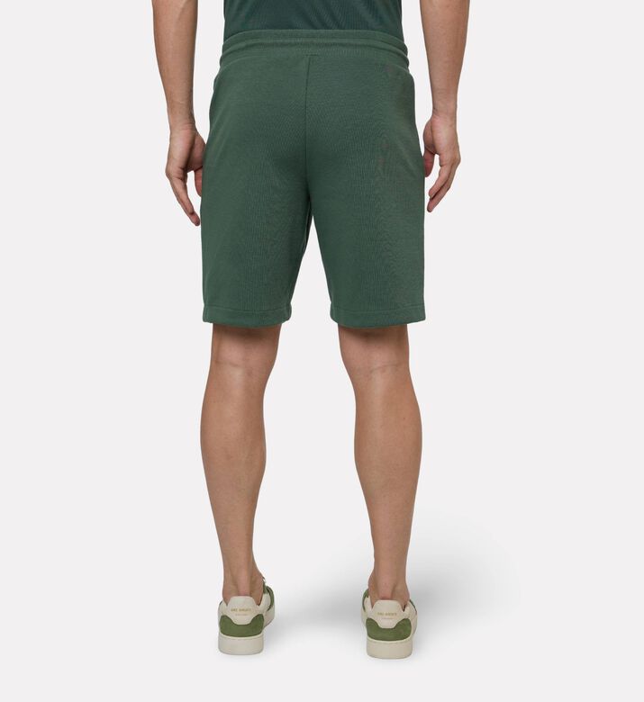 EA7 Cotton-blend Relaxed-fit Shorts, Green, L, Model View