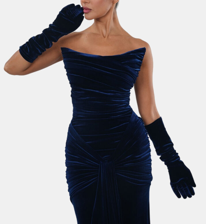 Satin Draped Bodice Mermaid Gown