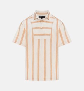 Linen Yoke Wide Stripes Short-sleeve Shirt