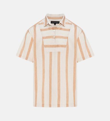Linen Yoke Wide Stripes Short-sleeve Shirt