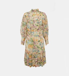 Zimmerman Floral Crepe Print Pintuck Detail Short Dress, Packshot View Zimmerman Floral Crepe Print Pintuck Detail Short Dress, Packshot View