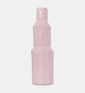 Kersten Ceramic Glazed Ribbed Vase, Pink, 8.2x8.2x28.5-cm, Packshot View