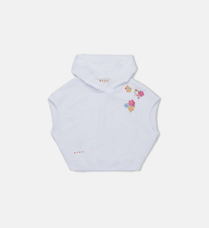 All-over Floral Printed Sleeveless Hoodie