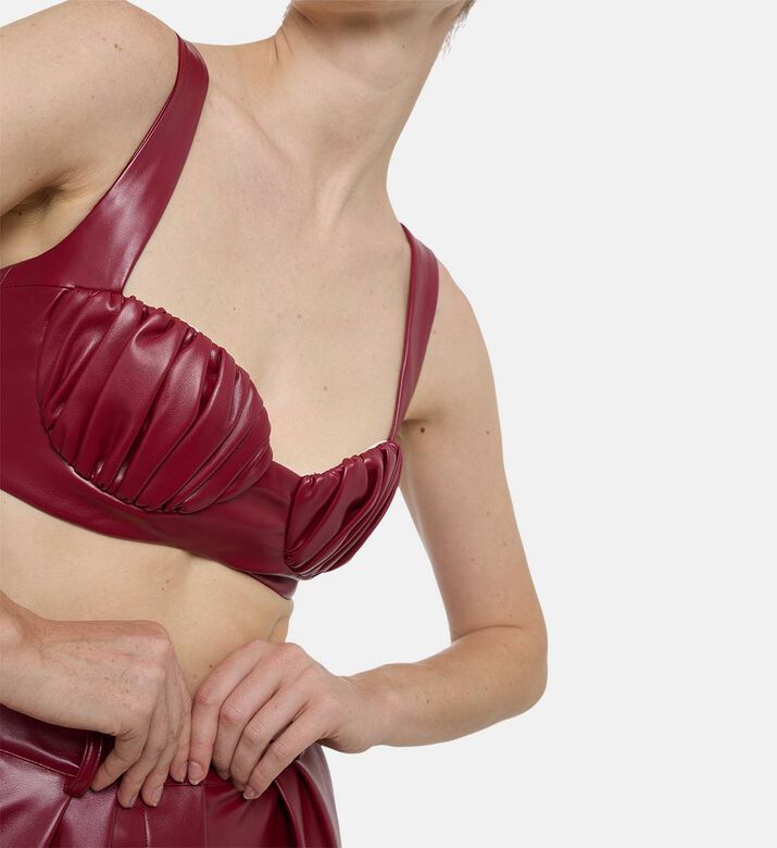 Rowen Rose Faux Leather Underwired Crop Top, Model View