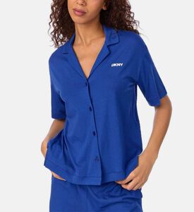 طقم بيجامة بلوزة بأكمام قصيرة