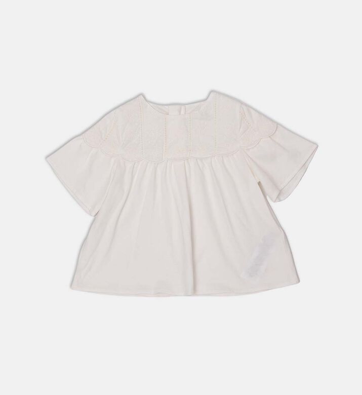Floral-embroidery Short-sleeve Blouse