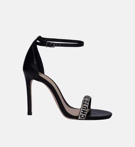 كعب جلدي بحزام كريستالي