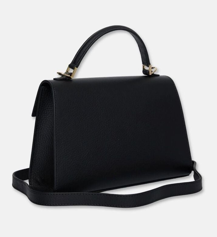 Maya.M Signature Pebbled Leather Medium Satchel, Black, Packshot View