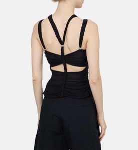 بلوزة ريفون حريرية مجمعة بأشرطة