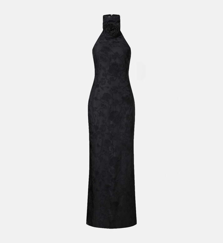 Uliana Floral Lace Halter Neck Maxi Dress