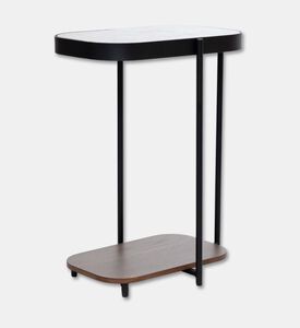 Home Deco and More Glam Wood Top Sofa Side Table, Walnut, 33x47-cm, Packshot View