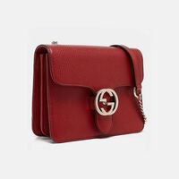 Gucci Red Leather Dollar Interlocking G Crossbody Bag Preowned