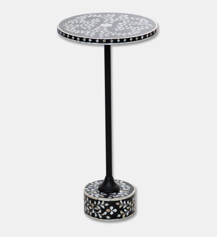 Home Deco and More Round Terrazzo-effect Side Table, Black, Packshot View