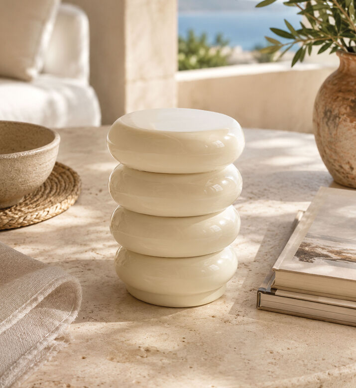 Light and Living Mirogi Segmented Table, Cream, 30x40-cm, Packshot View