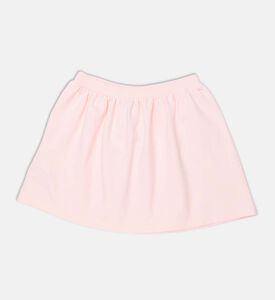 Side Teddy Bear Logo Elastic Waistband Flared Skort
