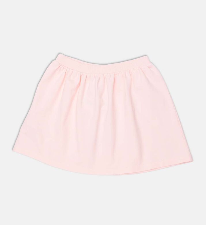 Side Teddy Bear Logo Elastic Waistband Flared Skort