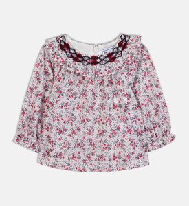 Floral-print Ruffle Collar Blouse
