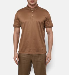 Corneliani Cotton Solid Jersey Polo, Natural, 54, Model View