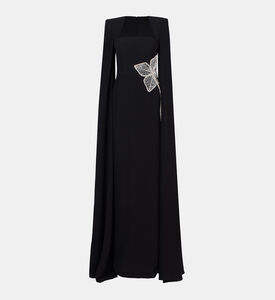 Floral Embroidered Long Tapered Dress Floral Embroidered Long Tapered Dress