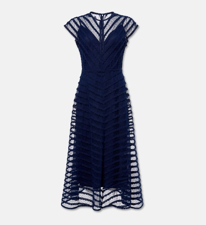 Luisa Spagnoli Stripe Design Sleeveless Dress, Blue, 40, Packshot View