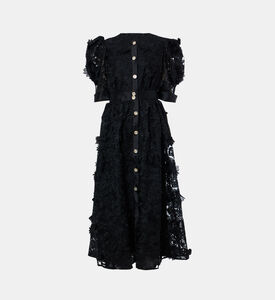 Lace Puff Sleeve Midi Dress