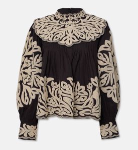 Sea NY Alexandra Floral Appliques Embroidered Cuffs Blouse, Packshot View