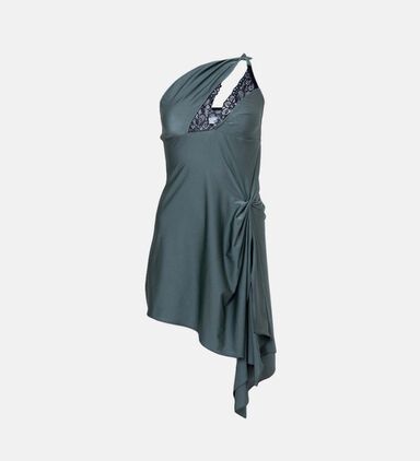 Asymmetric Draped Cut-out Mini Dress