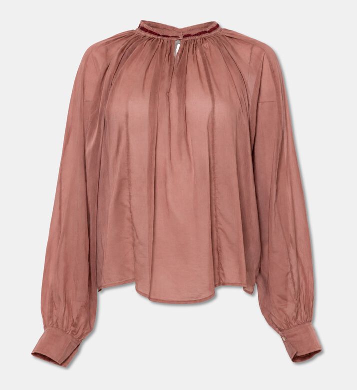 Forte-Forte Bohemian Cotton-silk Voile Blouse, Brown, L, Packshot View