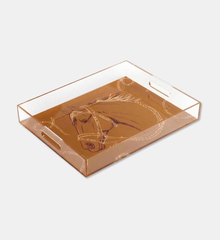 Silsal Fares Horse Design Serving Tray, Brown, M, Packshot View