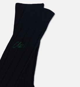 Closed Clover-embroidered Socks, Navy, L, Packshot View