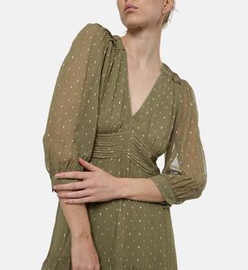 فستان بأكمام منفوشة بطبعة على كامله