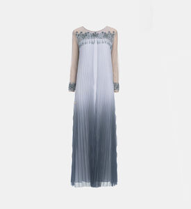 Suzy Matar Bead Embellished Pleated Tulle Satin Dress, Blue, S, Packshot View