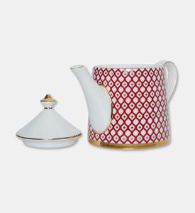 Imperial Gold-tone Handle Spout Red Lattice Teapot, Packshot View