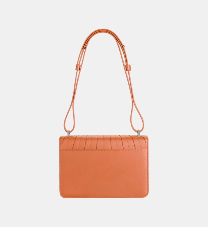 Camille Fournet Signature Calf Leather Pleated Shoulder Bag, Brown, Packshot View