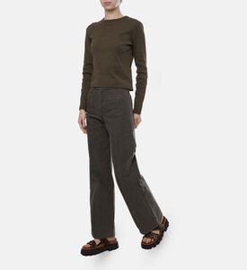 Canvas Patch Pockets Wide-leg Pants