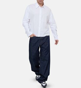 قميص قطن بأكمام طويلة وشعار على الكم