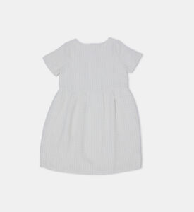 Tweed Short-sleeves Pleated Dress