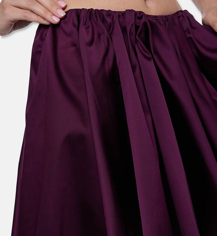 Ganni Satin Draped Mini Skirt, Model View